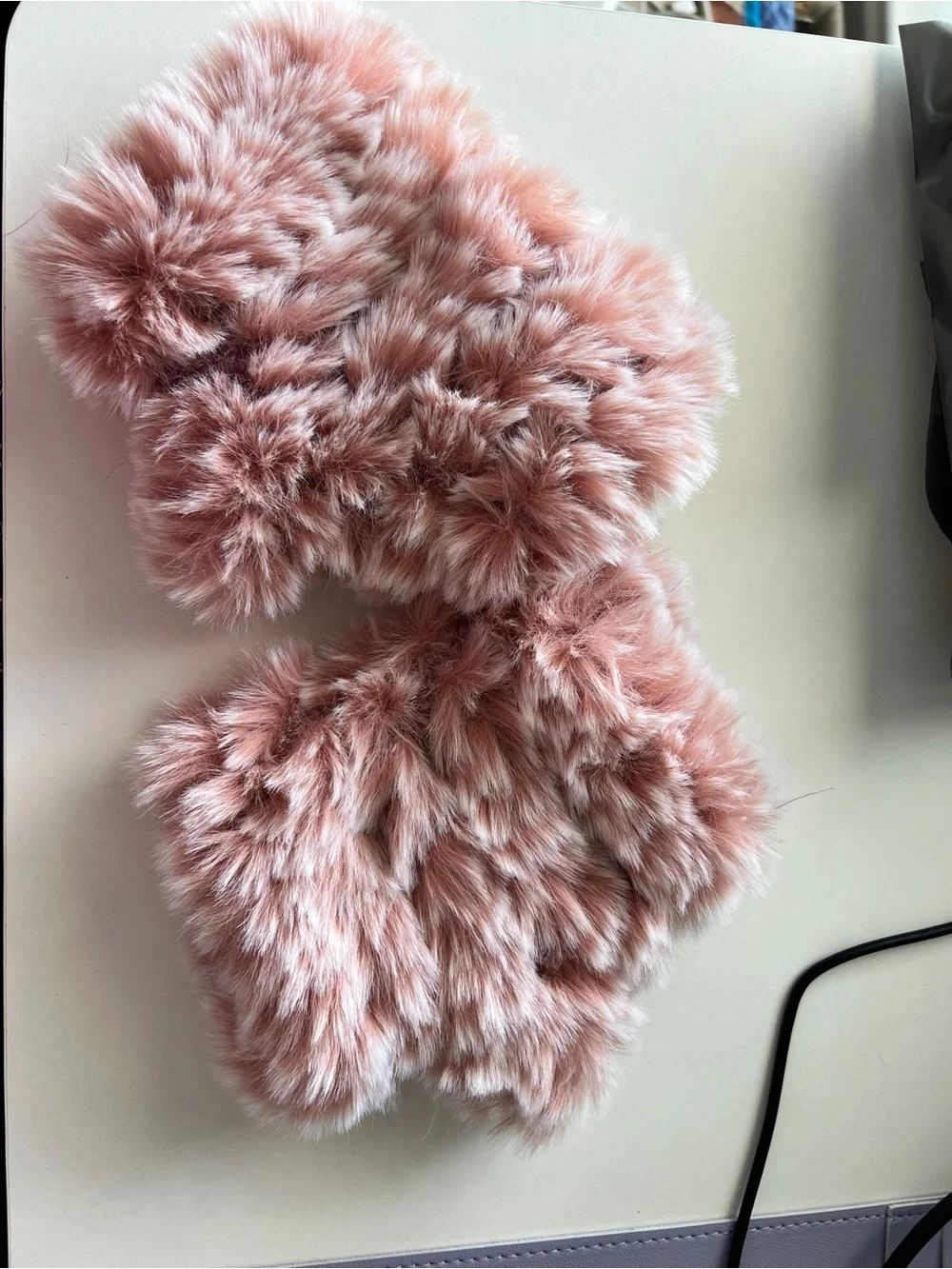 Jocelyn Mandy Plush Pink Fingerless Faux Fur Mitts